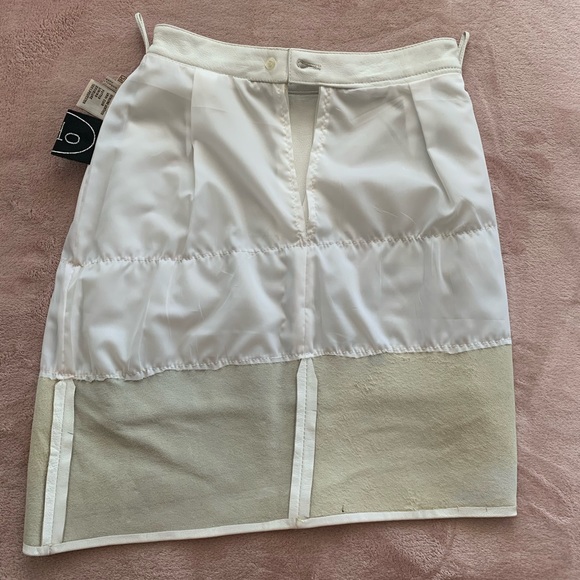Retro 80s Vintage Leather Skirt White Mini - Picture 7 of 10